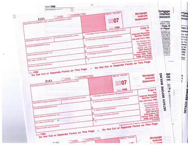 Form 1098 Mortgage Interest Statement in convenient three-part Laser Set