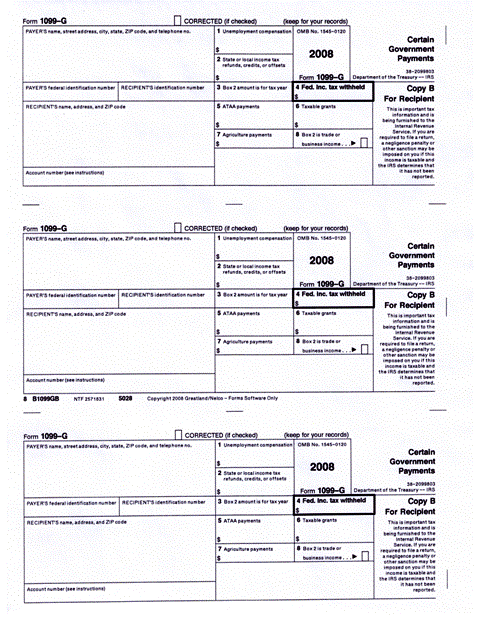 Recipient Copy B of Form 1099-G Certain Government Payments