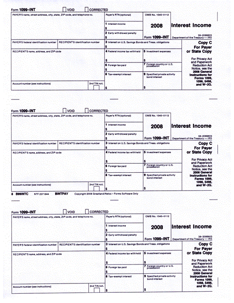 Form 1099-INT Interest Income
